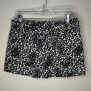 Ann Taylor LOFT Shorts Navy Blue White Print Tie‎ Waist Casual Modern Womens 6